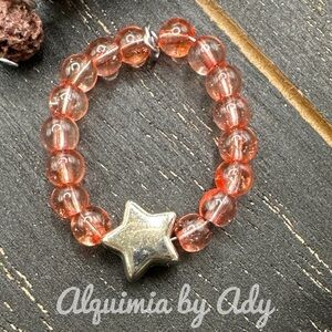ring band cherry quartz beaded handmade ring bohemian